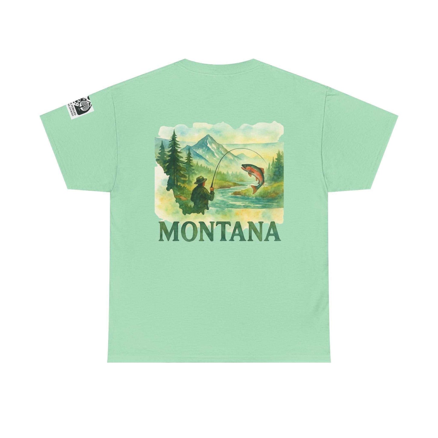 Men's fishing cotton tee featuring outdoor graphic, casual summer shirt ideal for nature enthusiasts.