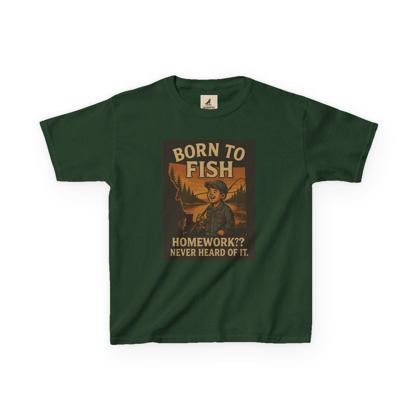 Kids Fishing T-Shirt – Funny Born to Fish, Skip Homework Design