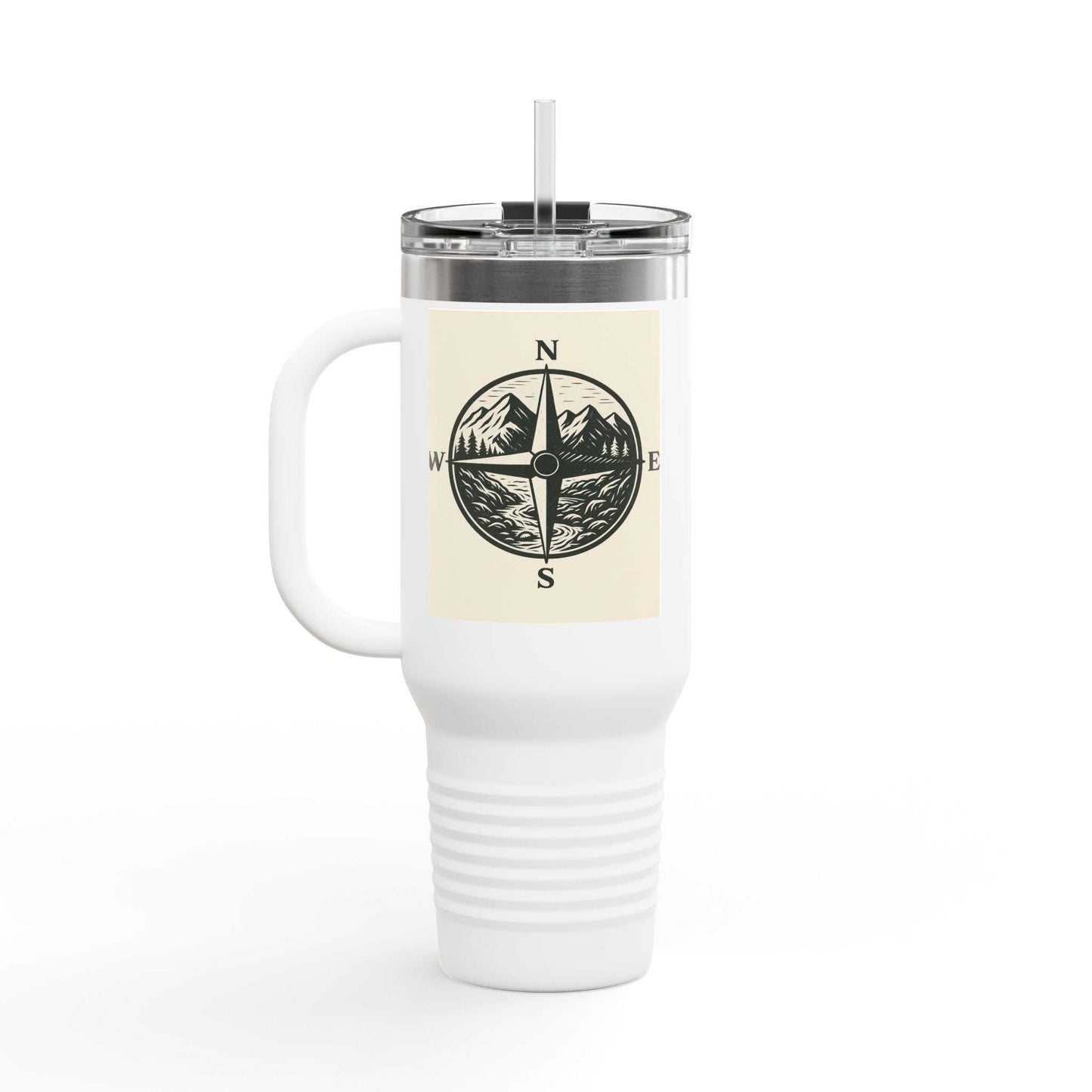 40oz Montana Compass Travel Mug with compass design, insulated for outdoor adventures.