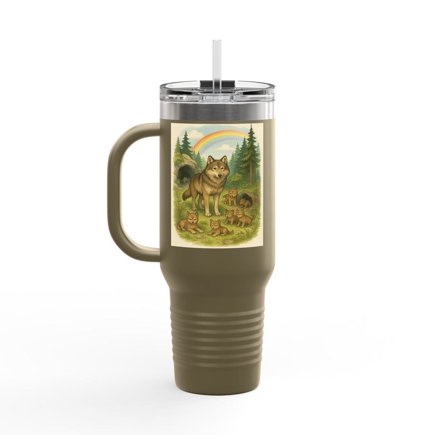 Wolves 40oz Insulated Travel Mug – Leak-Proof Tumbler for Outdoors