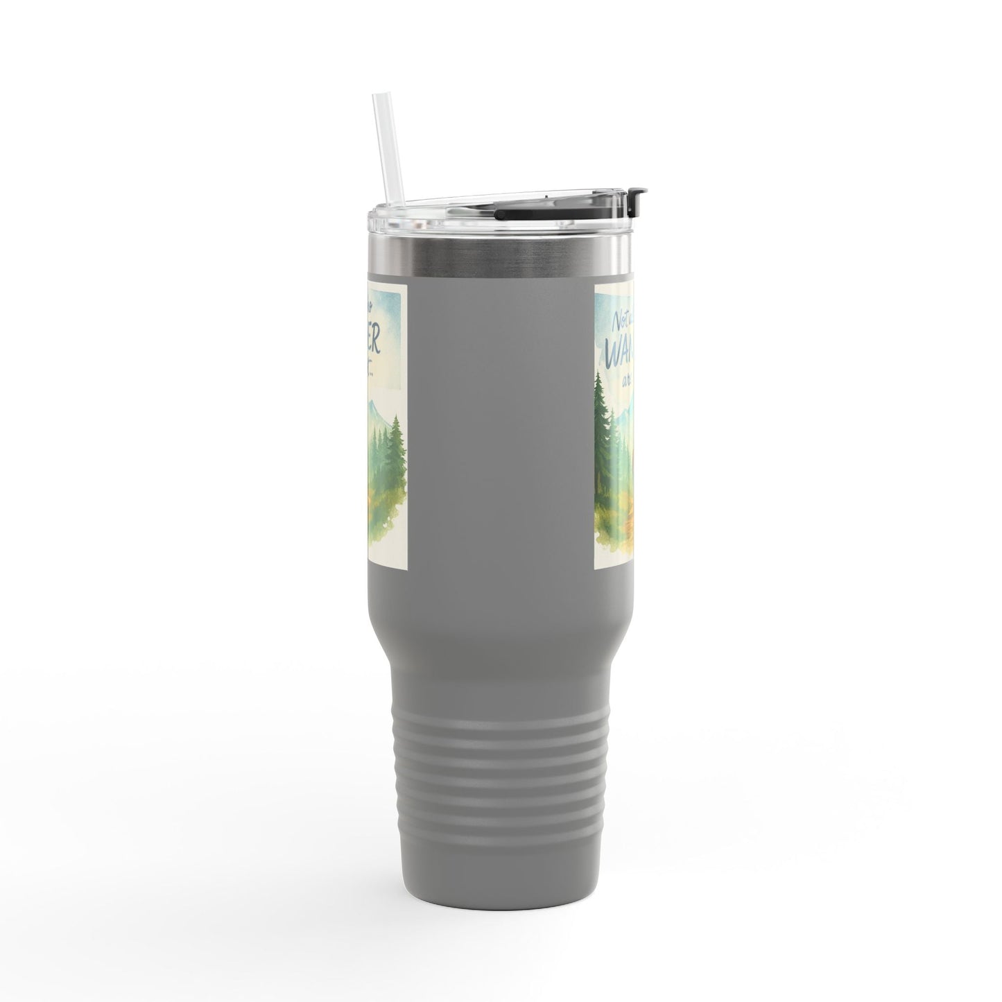 Montana 40oz Adventure Mug with elk-inspired design, grey finish, and spill-resistant lid.