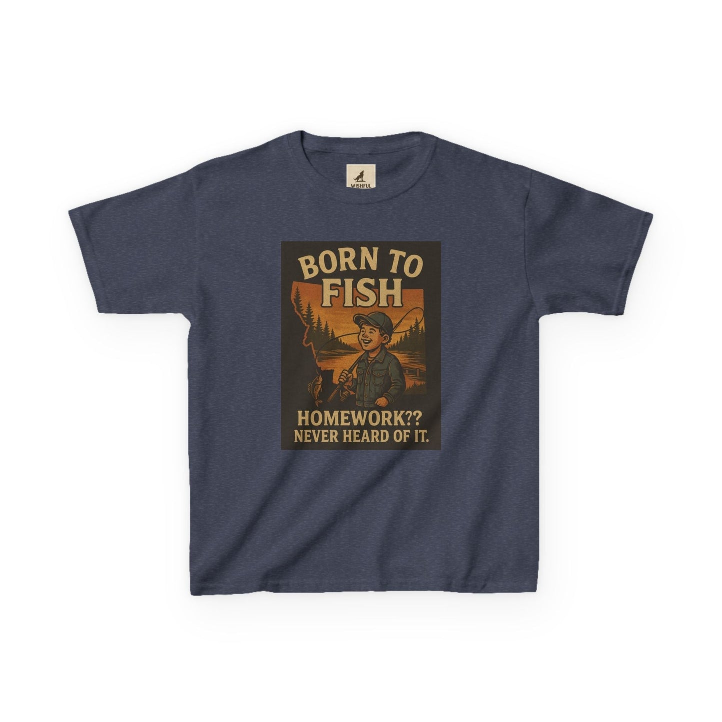 Kids Fishing T-Shirt – Funny Born to Fish, Skip Homework Design