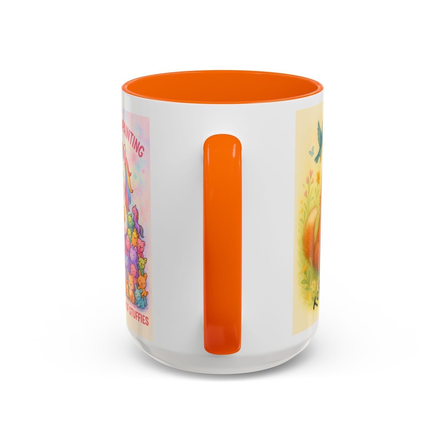 Whimsical Cat Mug with playful cat and unicorn design, vibrant handle, and ceramic build.