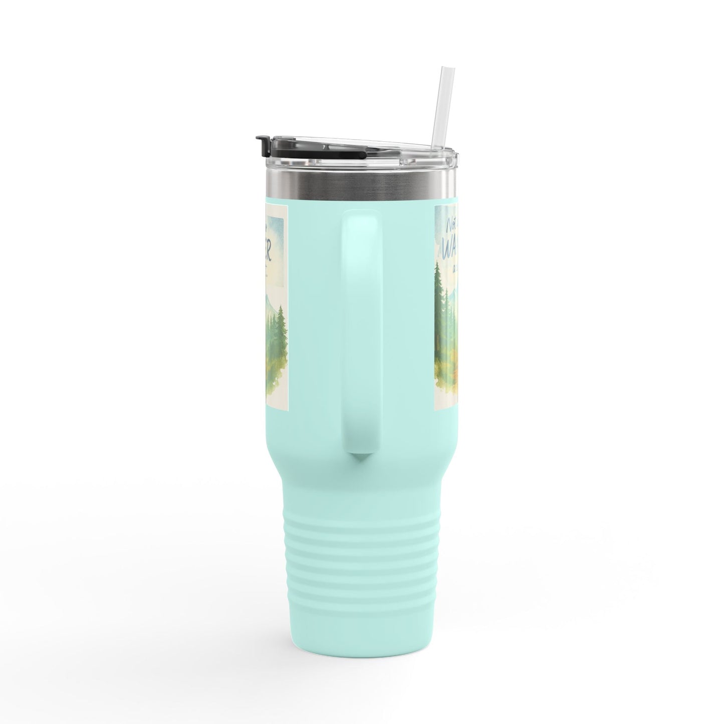 Montana 40oz Adventure Mug with ergonomic handle and spill-resistant lid, ideal for nature explorers.