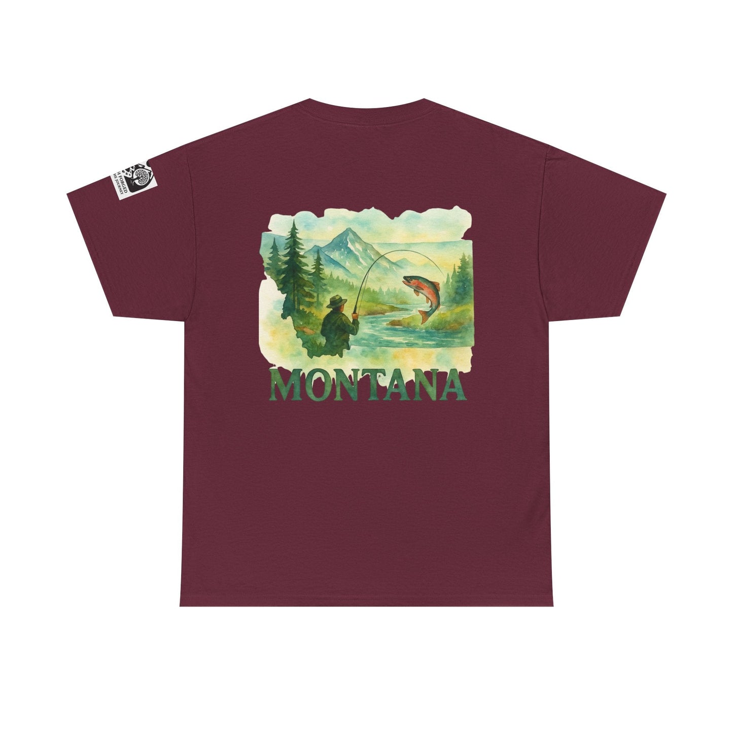 Montana Fishing Tee with nature-inspired graphic for anglers.