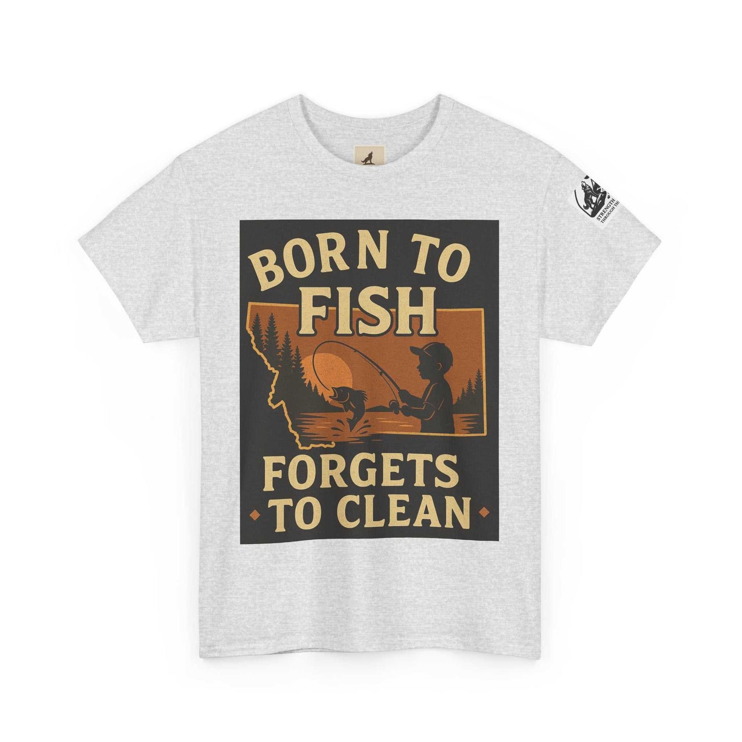 Fishing Cotton Tee for Men with "Born to Fish" graphic, perfect for summer outdoors.