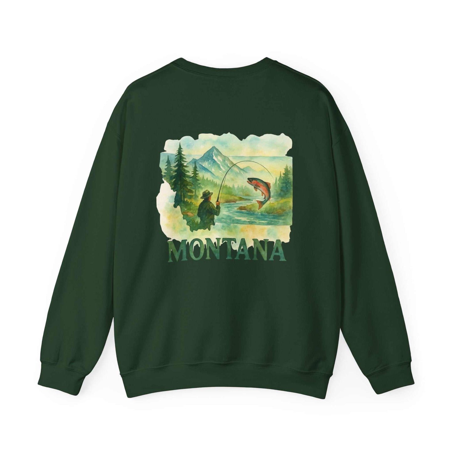 Born to Fish Sweatshirt with Montana fishing design, cozy crewneck for anglers.