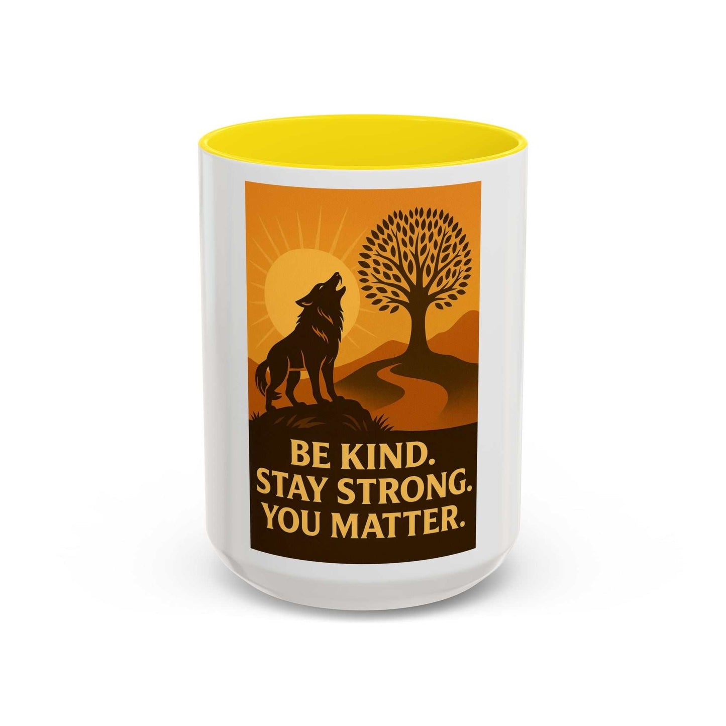 Inspirational Wolf Coffee Mug with motivational design; durable ceramic available in 11oz & 15oz.