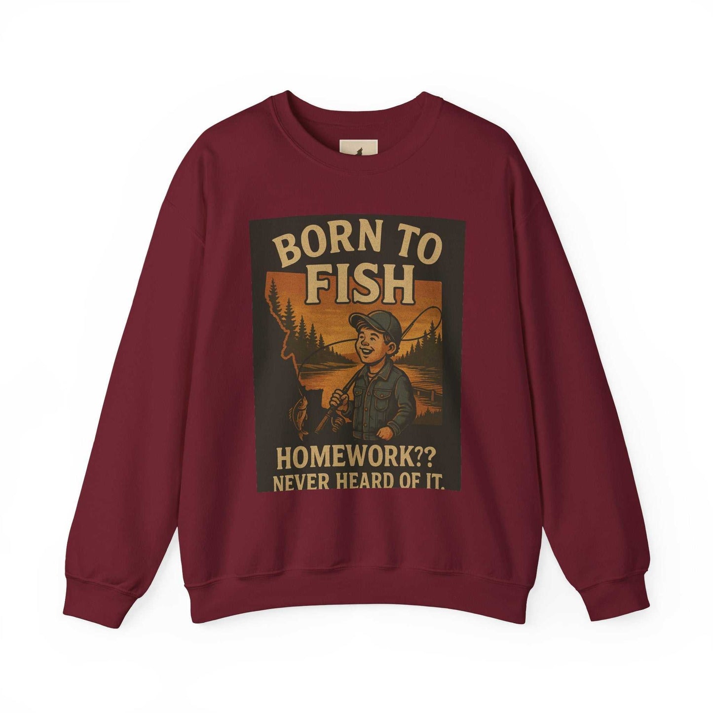 Born to Fish Sweatshirt with humorous outdoor design for anglers.