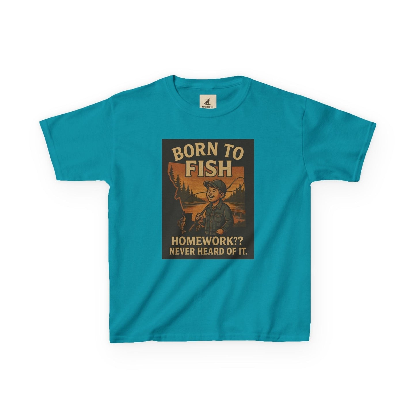 Kids Fishing T-Shirt – Funny Born to Fish, Skip Homework Design