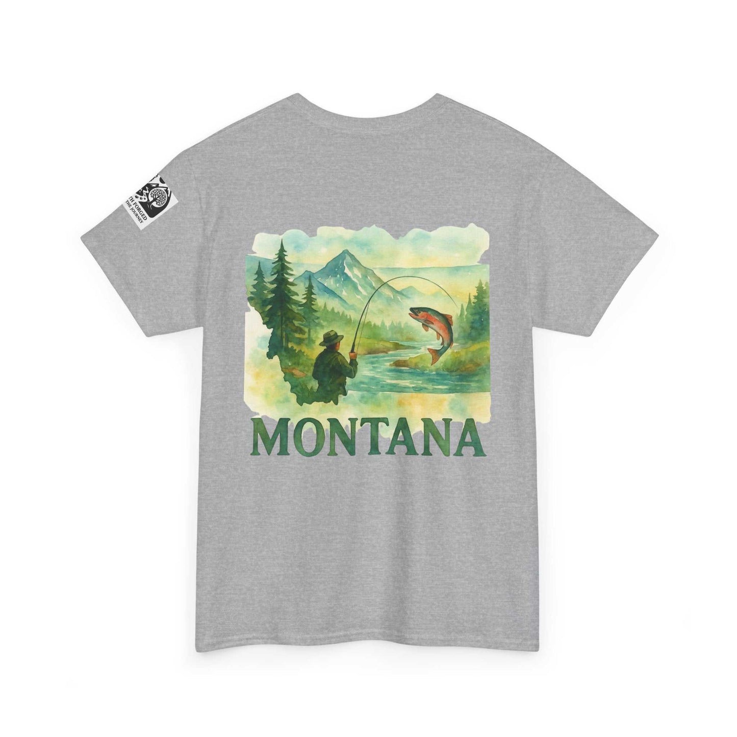 Fishing Cotton Tee for Men with nature graphic, ideal for outdoor and summer wear.