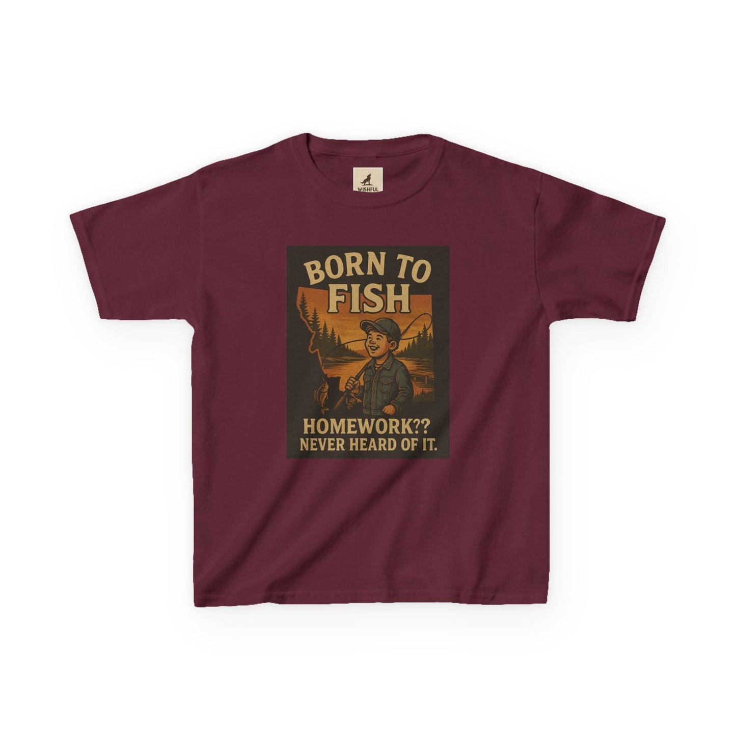 Kids Fishing T-Shirt – Funny Born to Fish, Skip Homework Design
