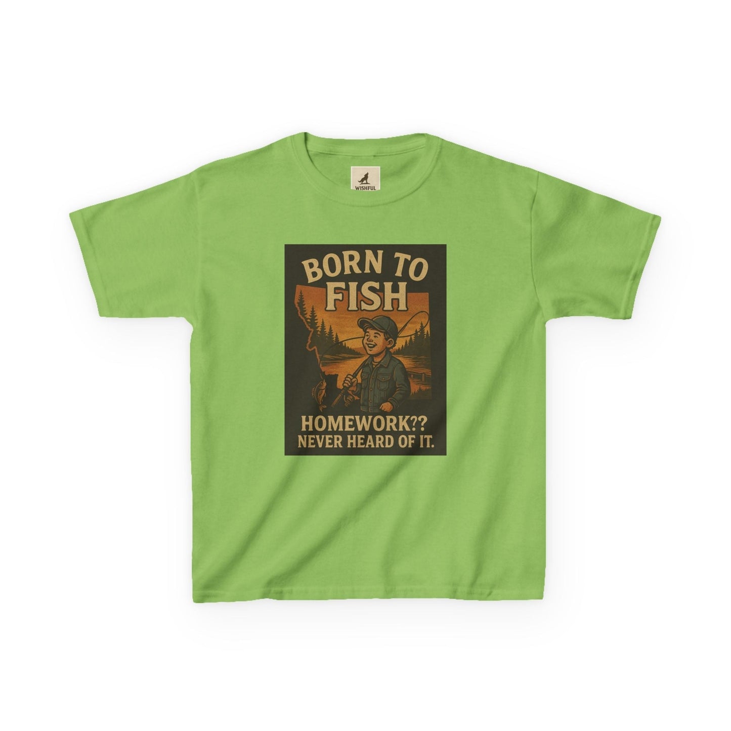 Kids Fishing T-Shirt – Funny Born to Fish, Skip Homework Design