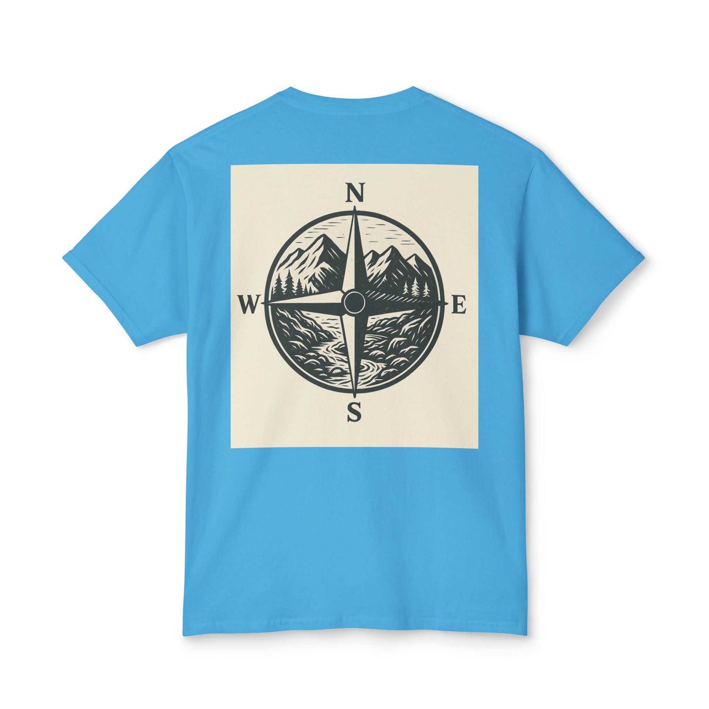 Montana Adventure Tee with nature-themed compass design on back, perfect for outdoor enthusiasts.