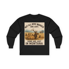 Montana Wanderlust Long Sleeve Tee with wildlife design, perfect for nature lovers and adventure seekers.