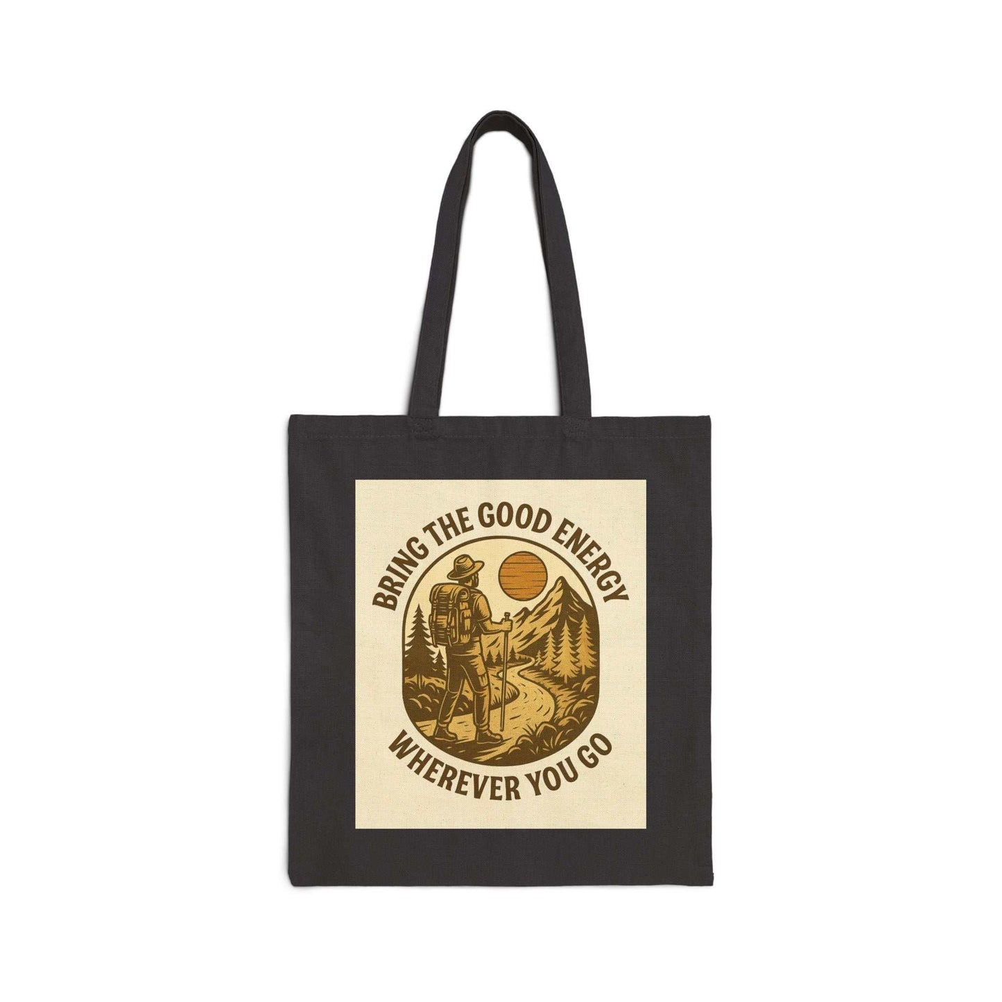 Eco-friendly Adventure Tote Bag with nature design, ideal for explorers and nature lovers, made from durable cotton canvas.