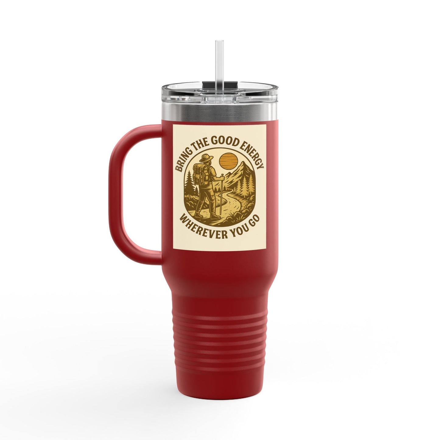 40oz Insulated Travel Cup "Good Energy Only Mug" with Positive Vibes Design