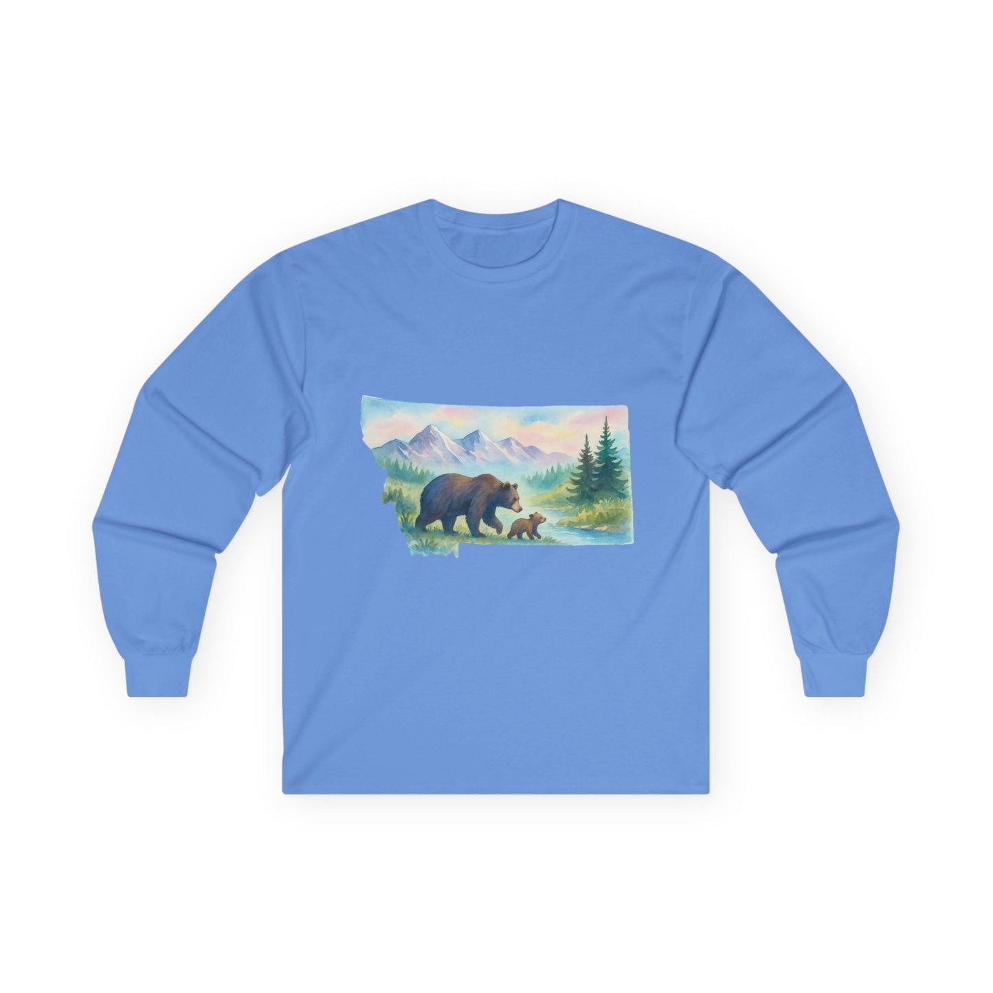 Montana Bear Long Sleeve Tee – Scenic Nature Shirt for Trail Lovers