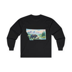 Montana Bear Long Sleeve Tee – Scenic Nature Shirt for Trail Lovers