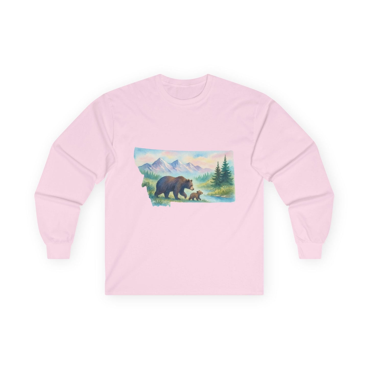 Montana Bear Long Sleeve Tee – Scenic Nature Shirt for Trail Lovers