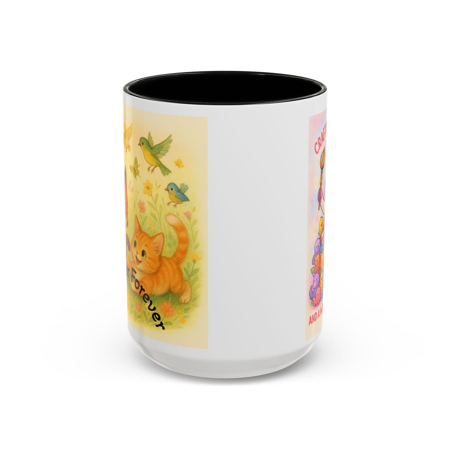 Whimsical Cat Mug with playful cat and unicorn design, 11oz, ceramic, perfect gift for cat lovers.