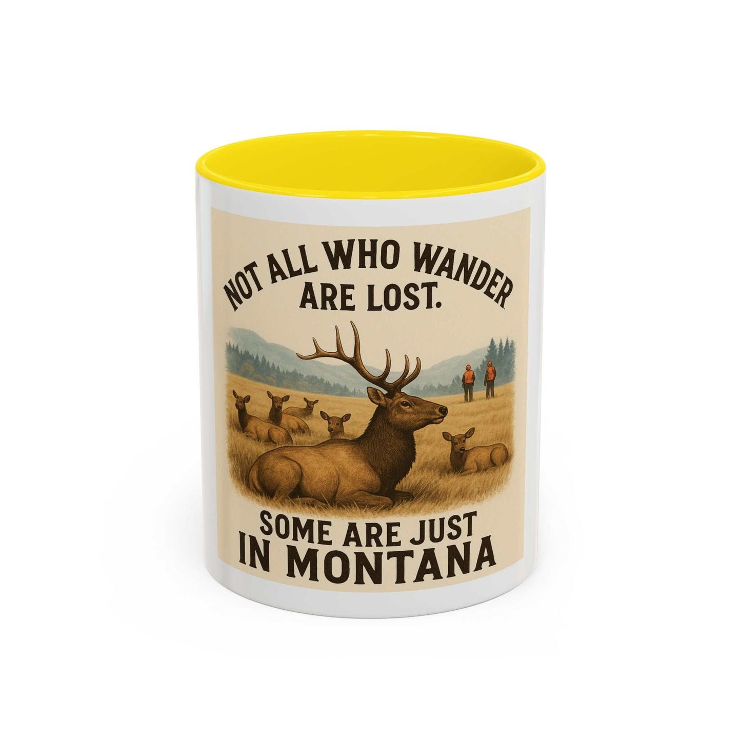 Rustic elk design on Montana Adventure Mug with nature-inspired imagery, perfect for outdoor enthusiasts.