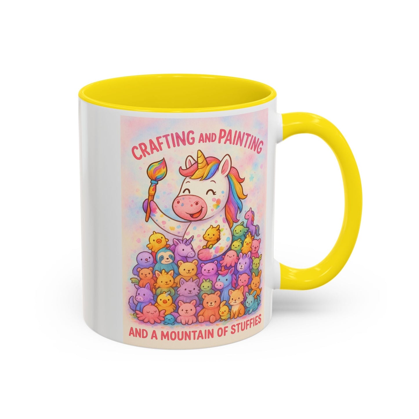 Whimsical Cat Mug with playful cat and unicorn design, perfect for creative minds and animal lovers.