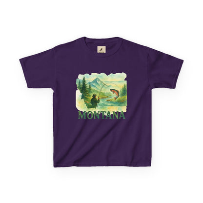 Nature-inspired Montana Adventure Kids Tee with mountain and forest graphics, perfect for young explorers.