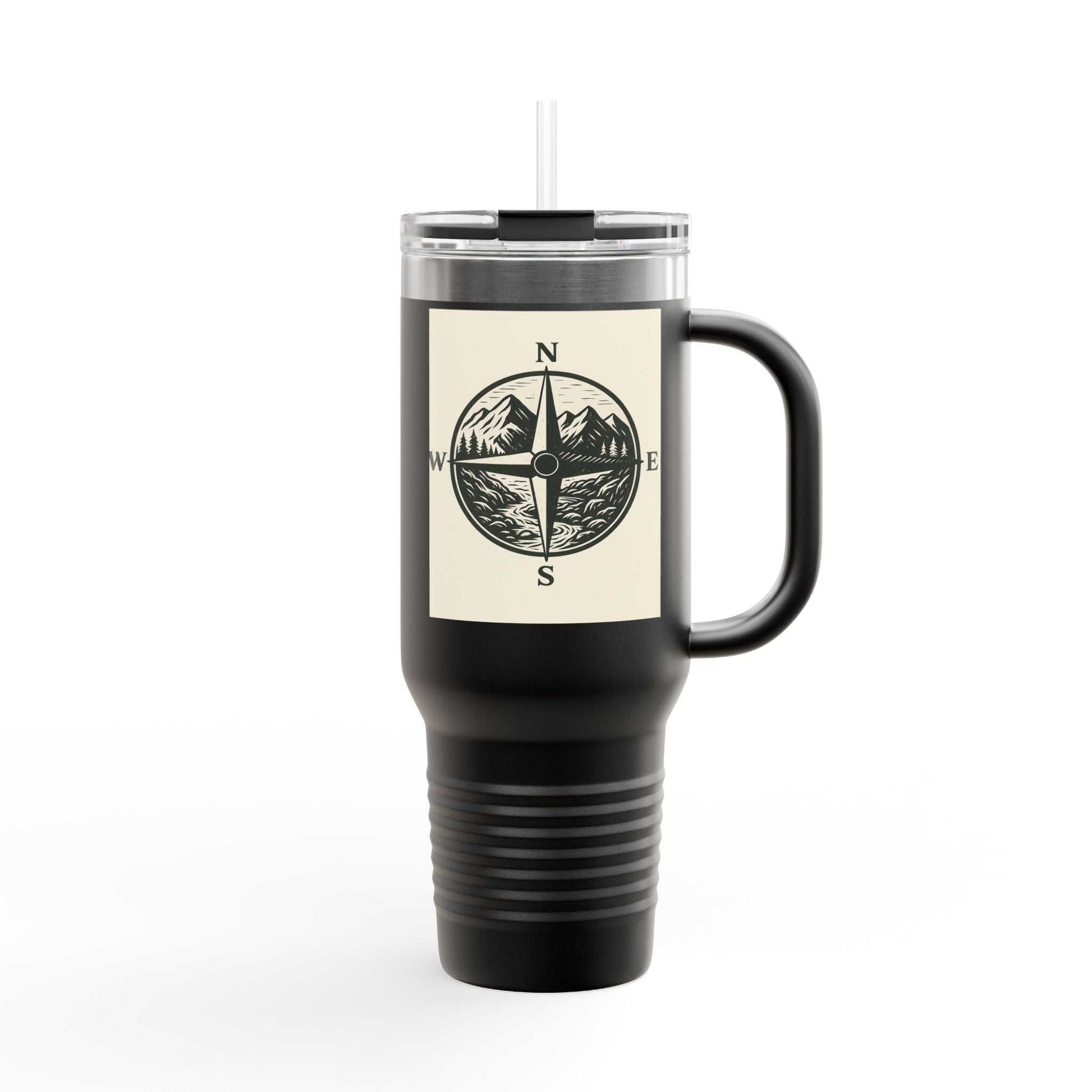 Montana Compass Travel Mug – 40oz insulated cup with compass design, perfect for outdoor adventures.