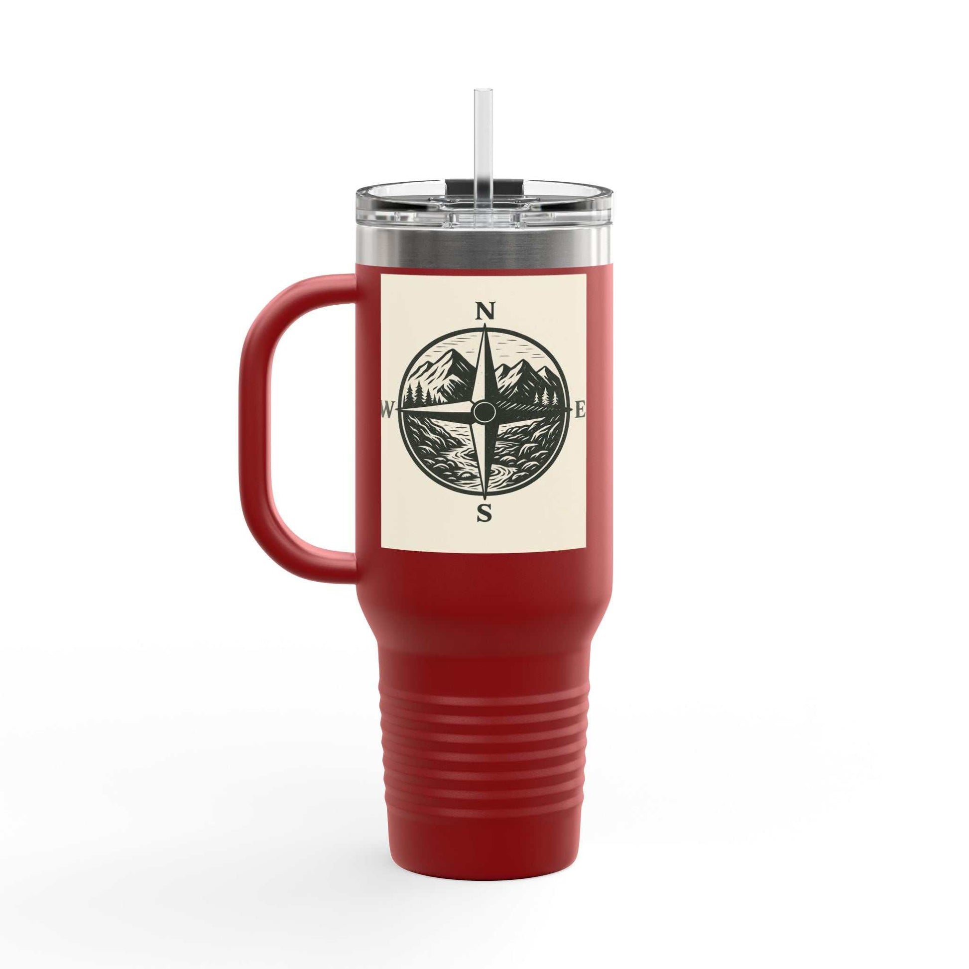 40oz Montana Compass Travel Mug with rugged compass design, perfect for outdoor adventures.