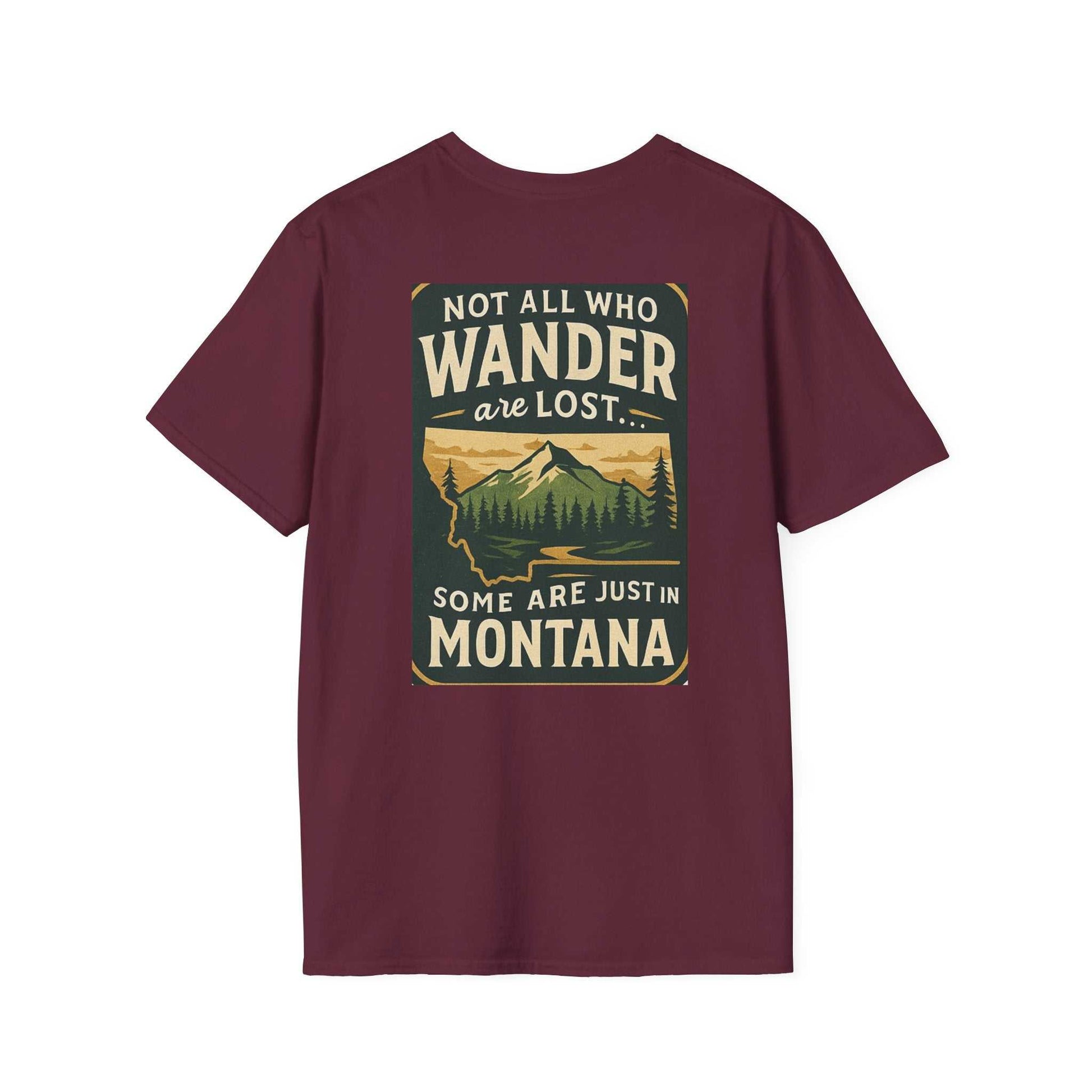 Montana Adventure Tee with wilderness graphic, vintage bear design, perfect for nature lovers and adventurers.