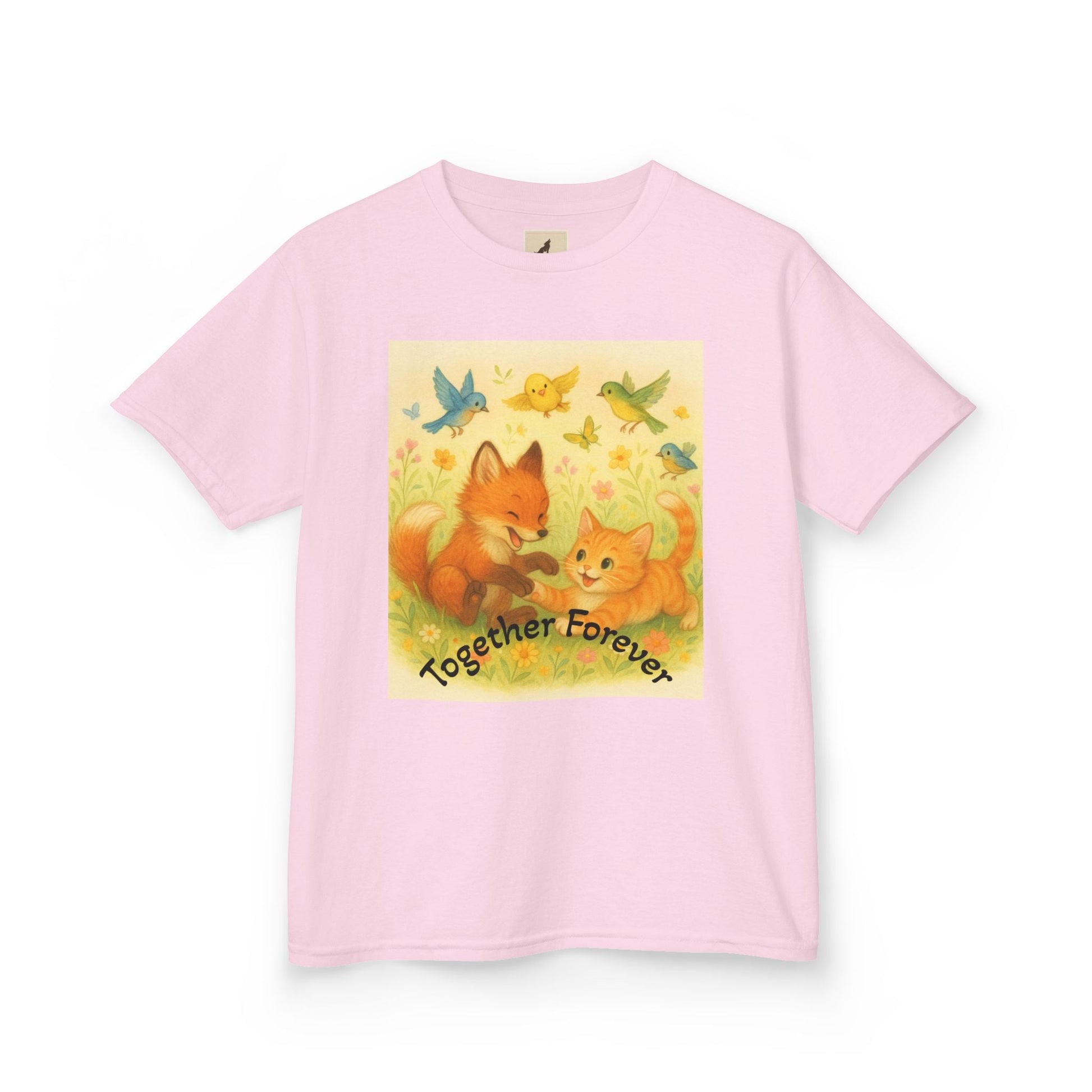 Adorable Kids Animal T-Shirt with whimsical animal illustration, pink color.