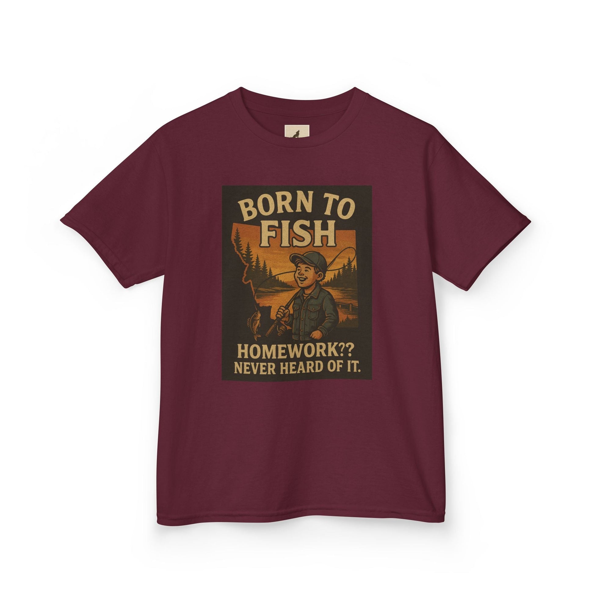 Kids Fishing T-Shirt – Funny Born to Fish, Skip Homework Design