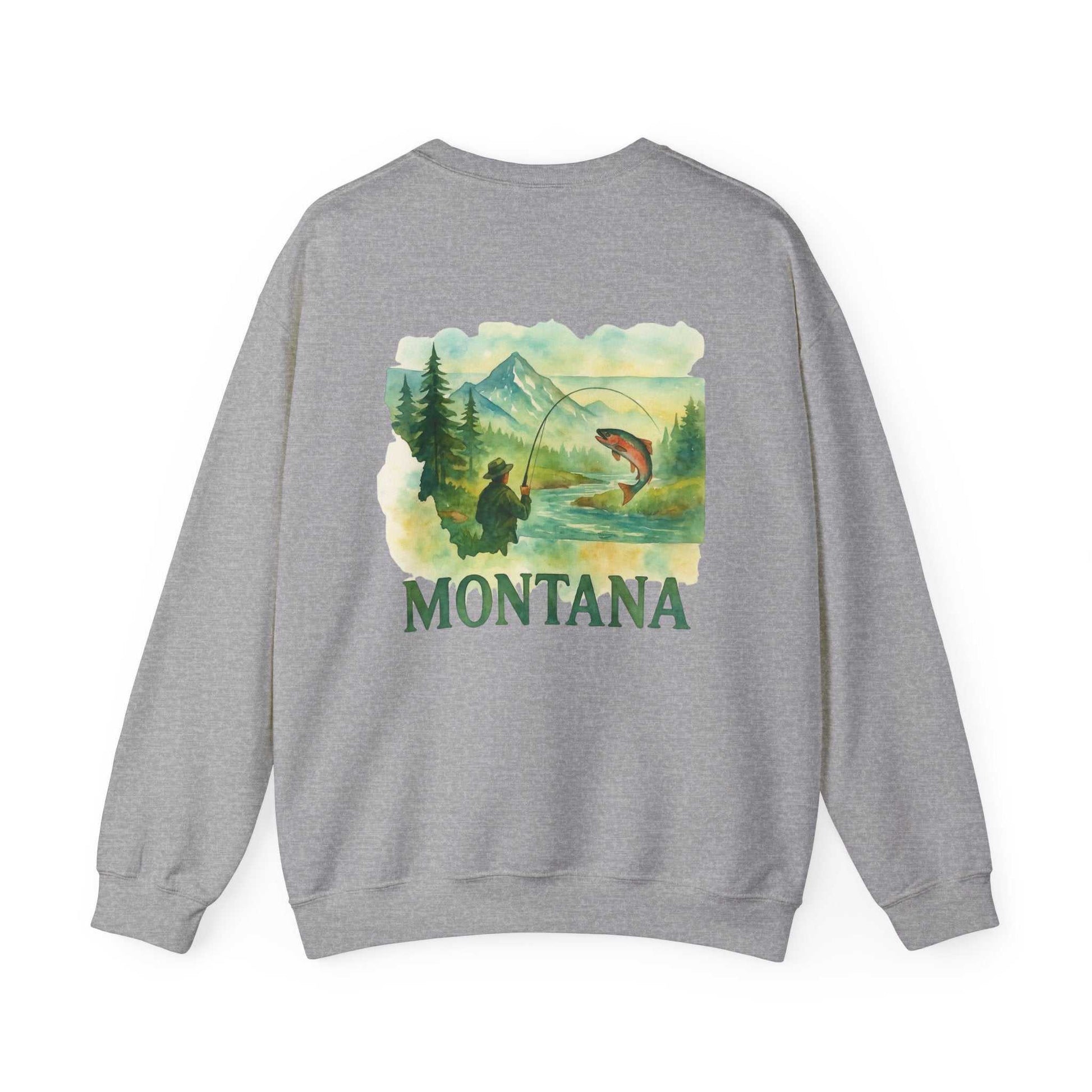 Born to Fish Sweatshirt featuring a fishing design and "Montana" text, perfect for anglers.