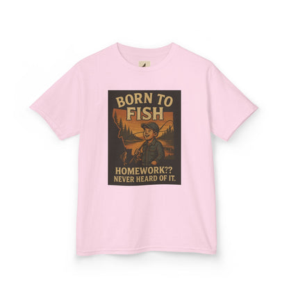 Kids Fishing T-Shirt – Funny Born to Fish, Skip Homework Design
