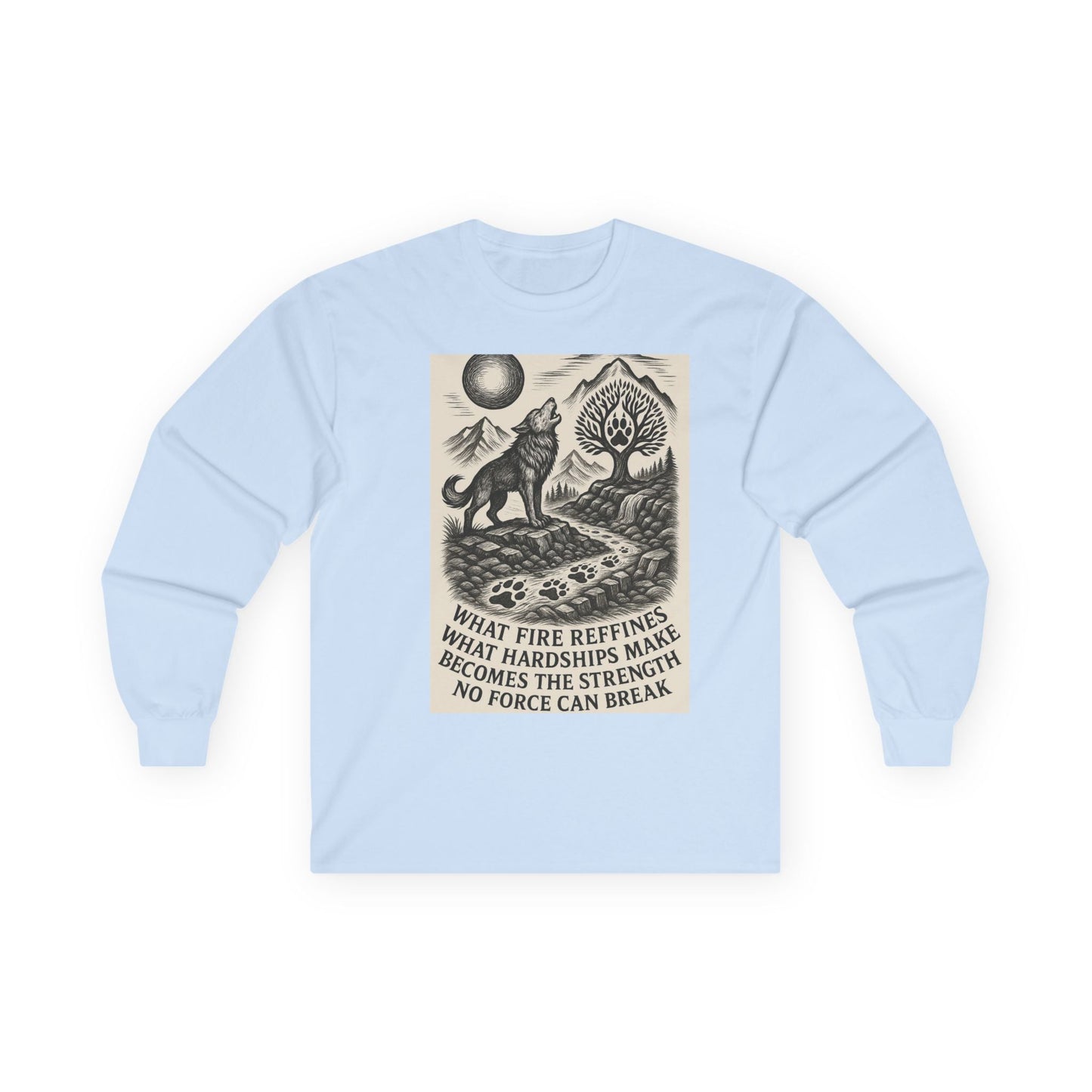 Motivational Long Sleeve Tee – What Fire Refines Spiritual Shirt