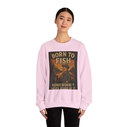 Born to Fish Sweatshirt - Angler-themed crewneck for comfort and style.