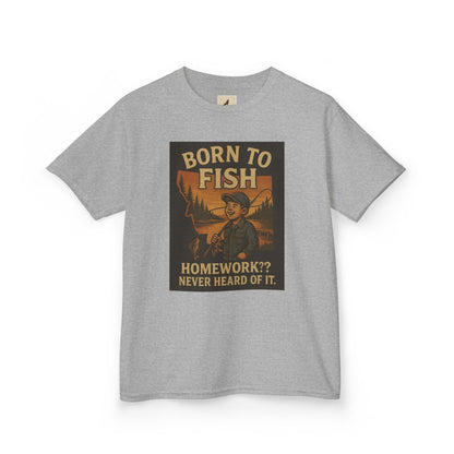Kids Fishing T-Shirt – Funny Born to Fish, Skip Homework Design