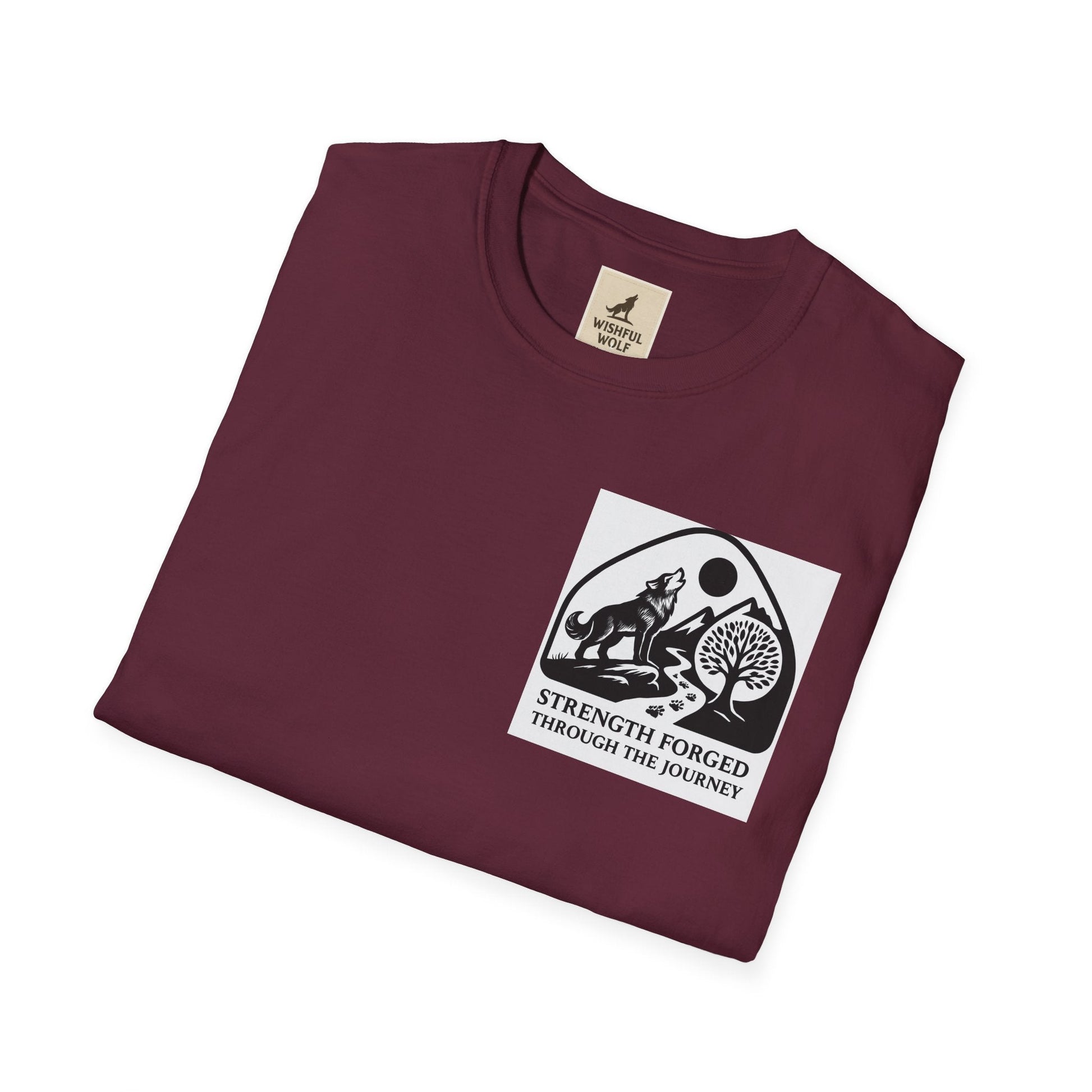 Welding Gift T-Shirt with "Strength Forged Through the Journey" graphic for metalworkers.
