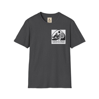 Welding Gift T-Shirt with "Strength Forged" graphic, ideal for metalworkers and welders.