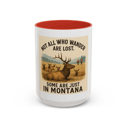 Montana Adventure Mug with elk design and wilderness motif.