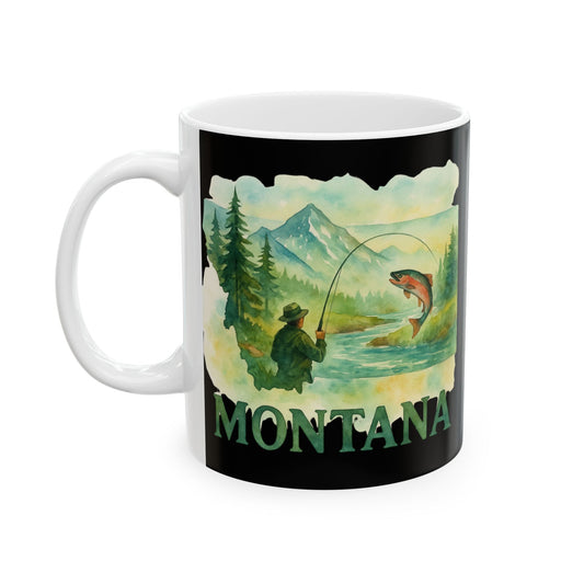 Montana Fishing Mug – Outdoor Gift for Nature & Coffee Lovers