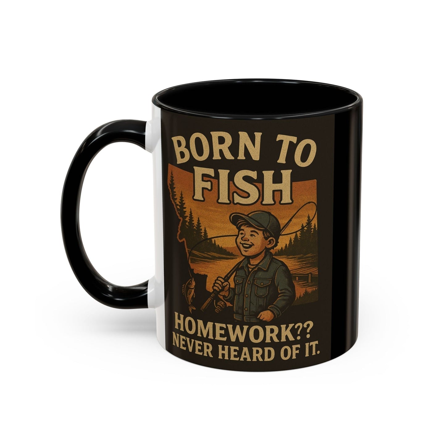 Retro Fishing Mug – Funny Coffee Cup Gift for Anglers & Campers