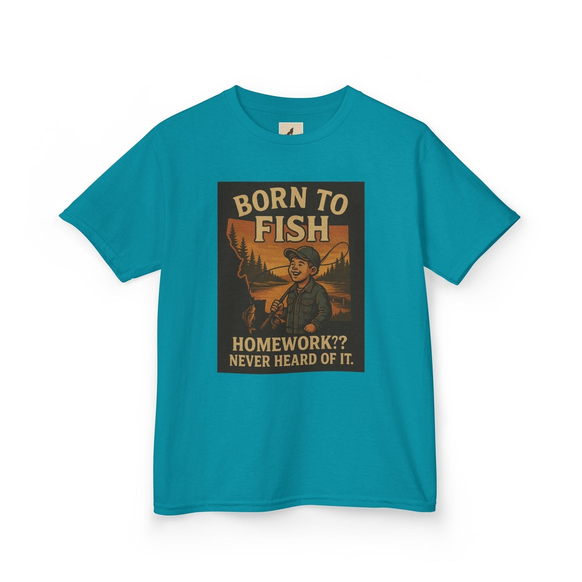 Kids Fishing T-Shirt – Funny Born to Fish, Skip Homework Design