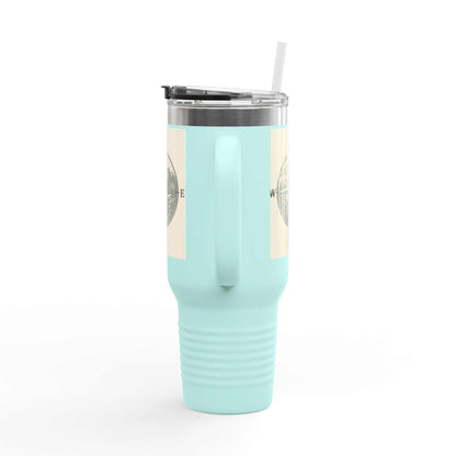 40oz Montana Compass Travel Mug with a durable, insulated stainless steel body, ergonomic handle, and vibrant, fade-resistant design. Ideal for outdoor adventures.
