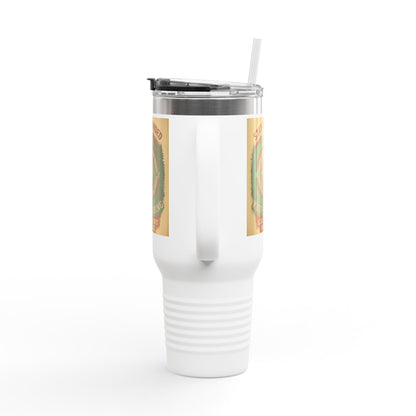 40oz Stay Grounded Travel Mug with durable stainless steel, leak-proof lid, and ergonomic handle.