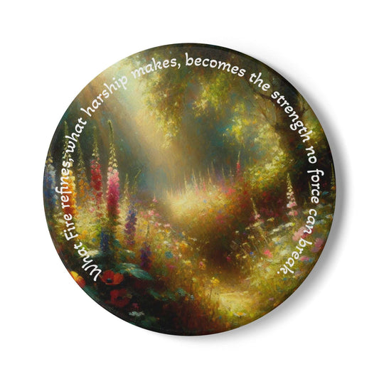 Meadow Strength Ceramic Coaster – Inspirational Gift for Nature Lovers