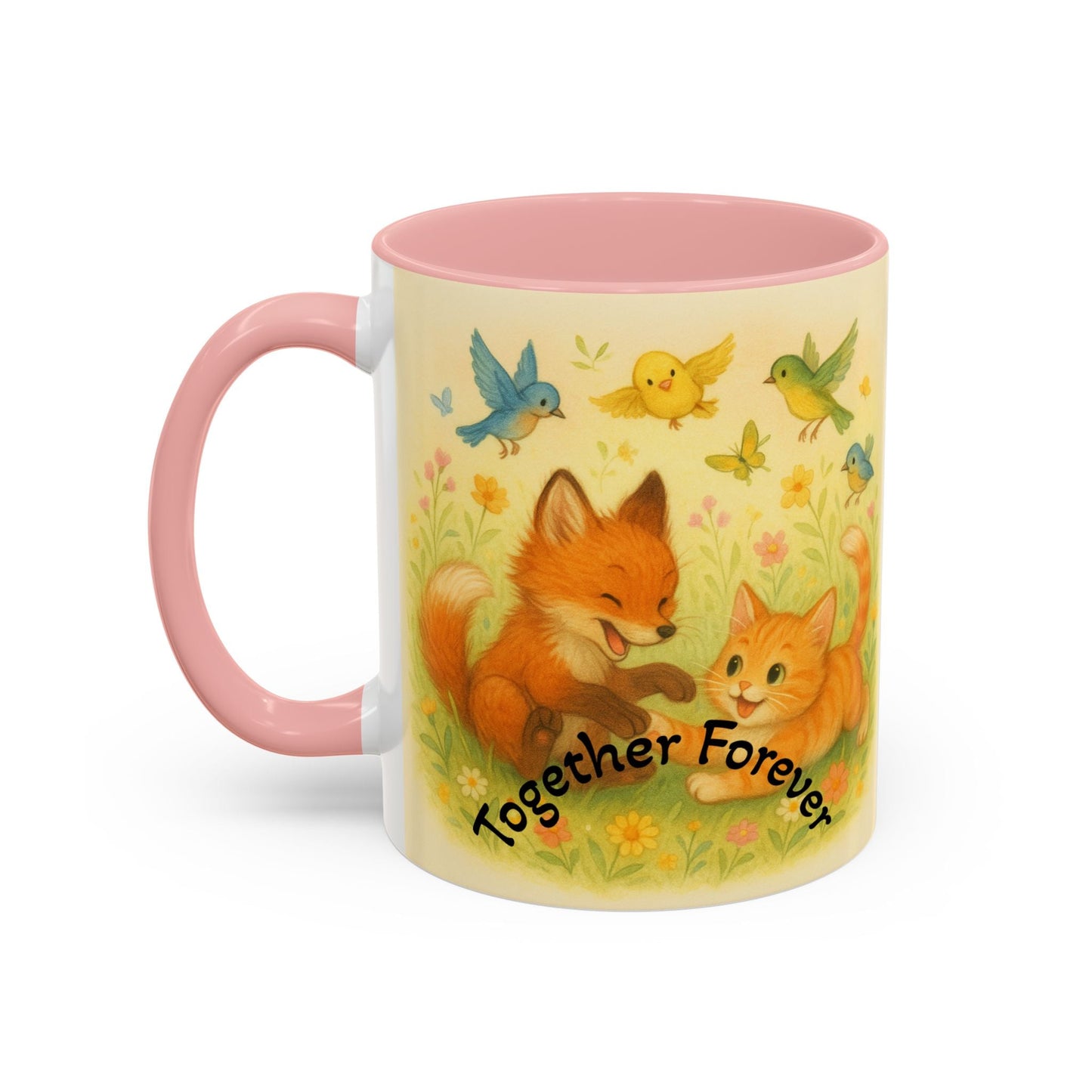 Whimsical Cat Mug with playful animals, vibrant design; ideal gift for cat lovers and creative minds.