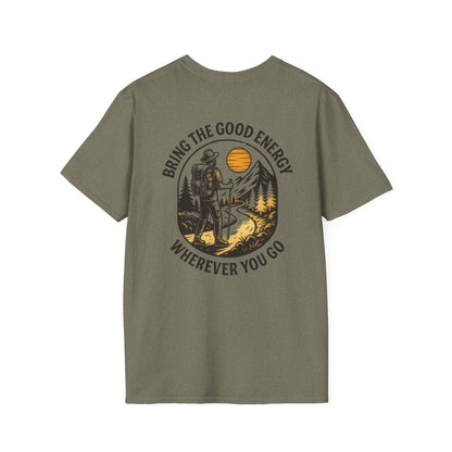 Montana-Inspired Adventure Tee with scenic graphic, ethically sourced cotton.