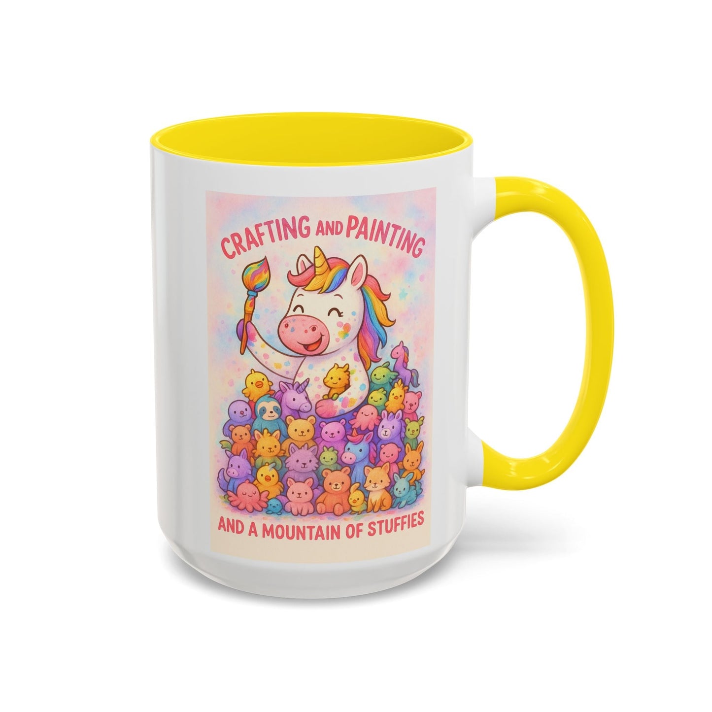 Whimsical Cat Mug featuring colorful cat and unicorn design, perfect gift for creatives and animal lovers.